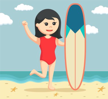 surfboard ile kadın cankurtaran