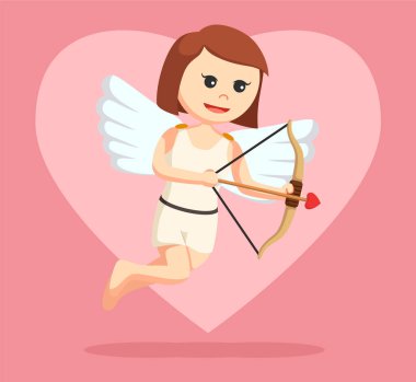 kadın aşk tanrısı uçan illüstrasyon tasarımı