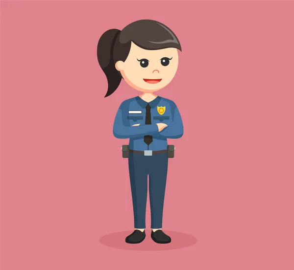 Policía mujer de pie pose — Vector de stock