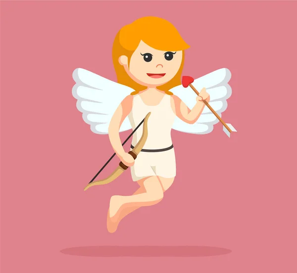 Cupidon femelle avec arc et flèche — Image vectorielle