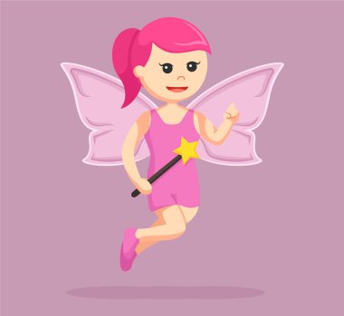 sihirli değnek ile pembe kadın peri