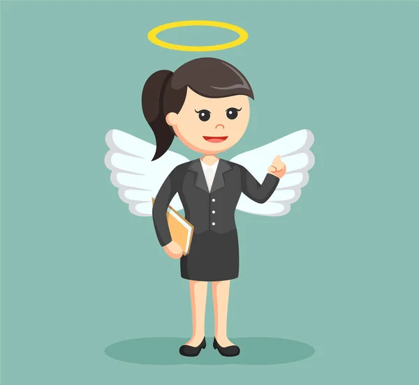 Business angel femminile con alone sulla testa — Vettoriale Stock