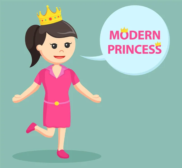 Princesa moderna en vestido rosa con callout — Archivo Imágenes Vectoriales
