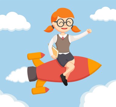 Roket ve uçan inek kız otur