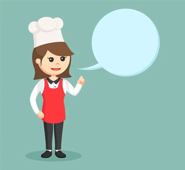 Chef chica con callout — Vector de stock