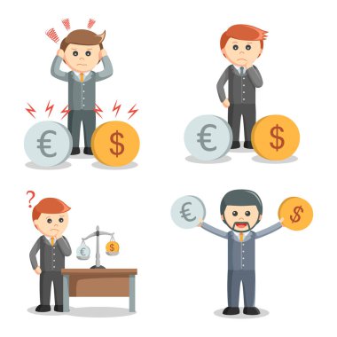 işadamı ile euro ve dolar koymak