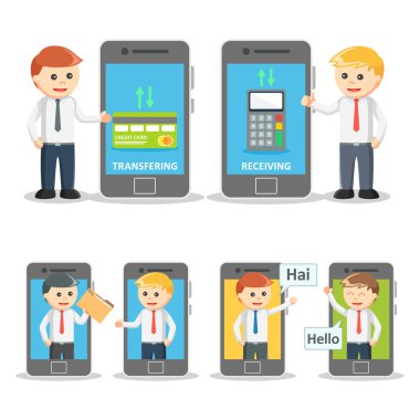 işadamı akıllı telefonlar set illüstrasyon tasarımı