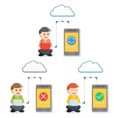 akıllı telefonlar eşitleme set illüstrasyon tasarımı