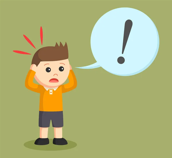 Little boy shocked with exclamation mark callout — Stock Vector