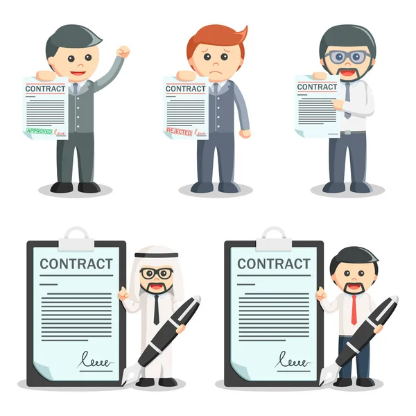Businessman contract set illustration design — Stock Vector