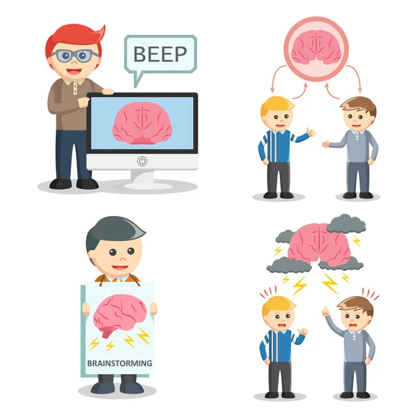 People and brain set — Stock Vector