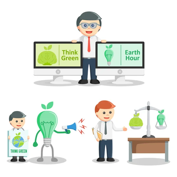 Go green businessman set — Stock Vector