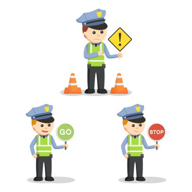 trafik polisi set illüstrasyon tasarımı