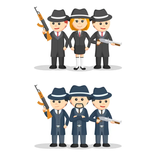 Mafia pessoas conjunto ilustração design — Vetor de Stock