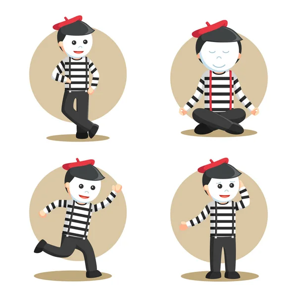 Mime pessoas conjunto ilustração design — Vetor de Stock