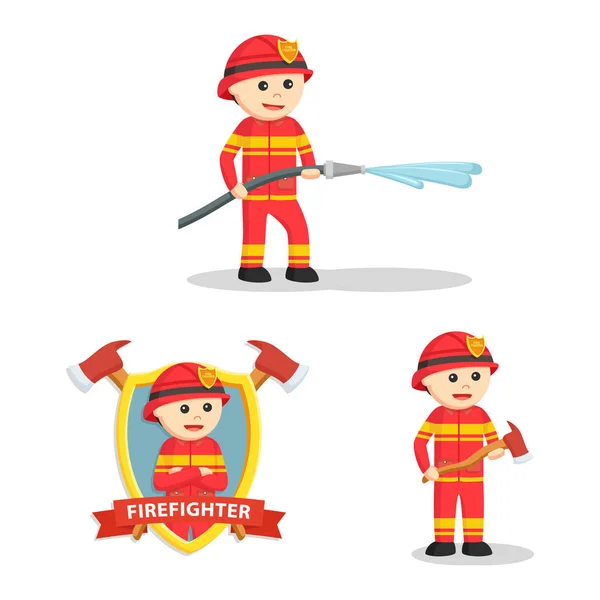 Дизайн набора пожарных иллюстраций — стоковый вектор