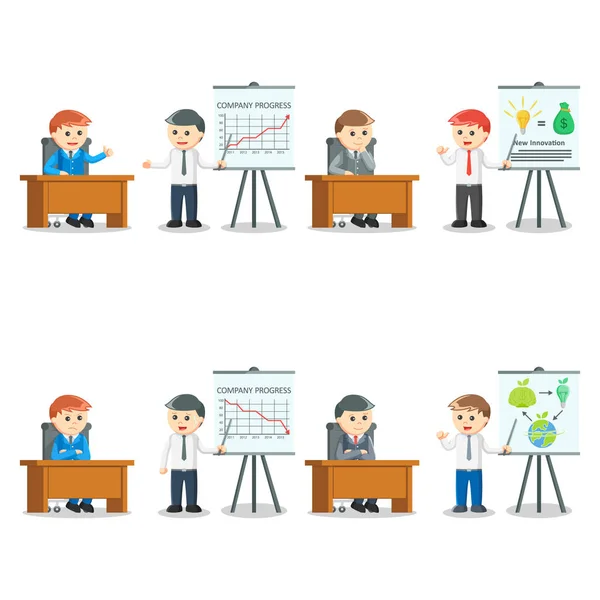 Businessman presentation set illustration design — Stock Vector