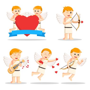 aşk tanrısı çocuk set illüstrasyon tasarımı