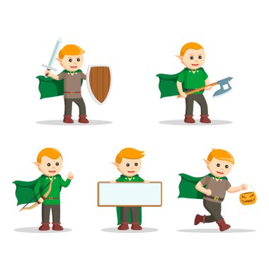 Elf karakter set illüstrasyon tasarımı