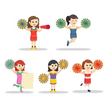 amigo kız karakter set illüstrasyon tasarımı