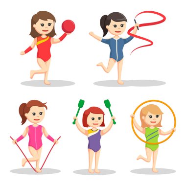 kadın jimnastik set illüstrasyon tasarımı