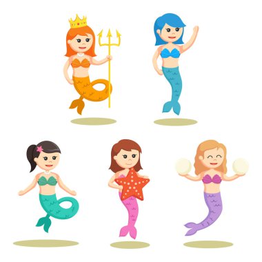 erkek mermaid set illüstrasyon tasarımı