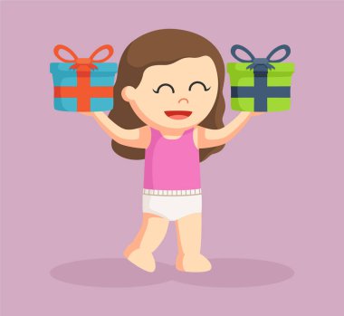 iki kutu hediye ile bebek kız