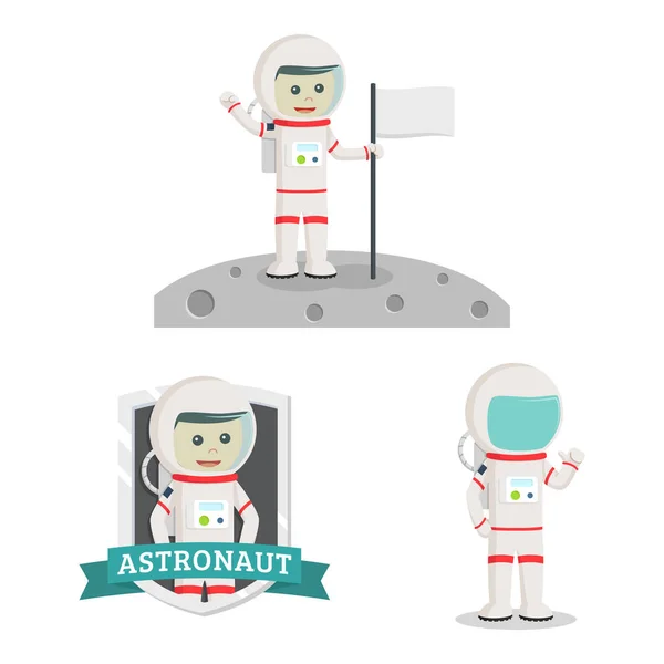 Astronauta personas conjunto ilustración diseño — Vector de stock