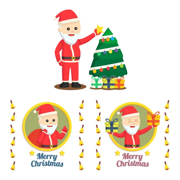 Santa Claus conjunto ilustración diseño — Vector de stock