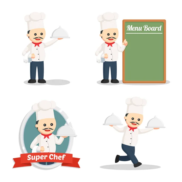 Fat chef set illustration design — Stock Vector