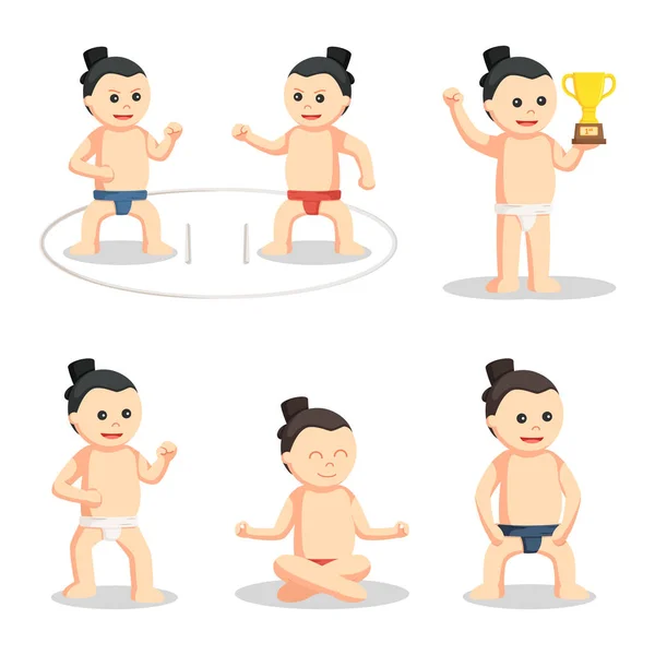 Sumo wrestler set illustrazione design — Vettoriale Stock