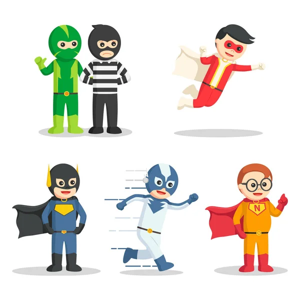 Conjunto de personagens super herói — Vetor de Stock