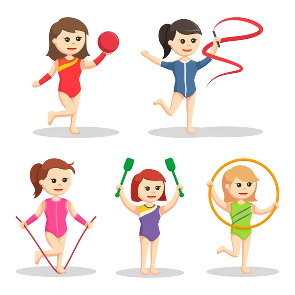 kadın jimnastik set illüstrasyon tasarımı