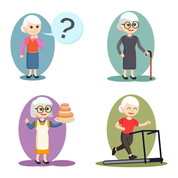 Old woman set illustration design — Stock Vector