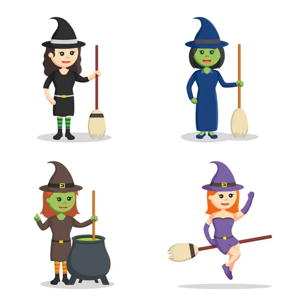 Witch character set illustration design — Stock Vector