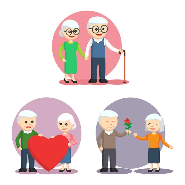 老年夫妇设置插图设计 — 图库矢量图片