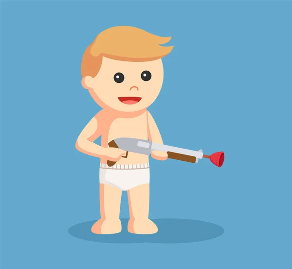 Bambino ragazzo con fucile giocattolo — Vettoriale Stock