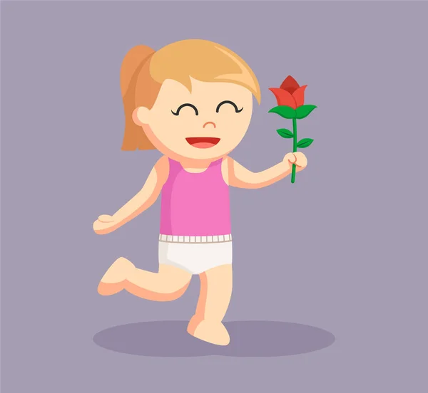 Маленька дівчинка з трояндовою квіткою — стоковий вектор