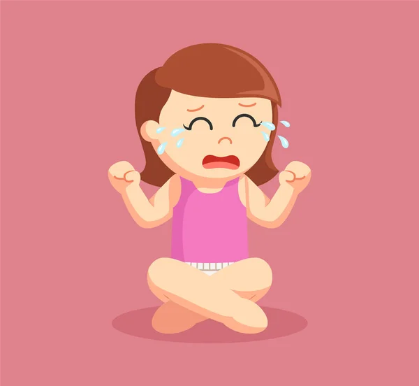 Bebé niña llorando ilustración diseño — Vector de stock