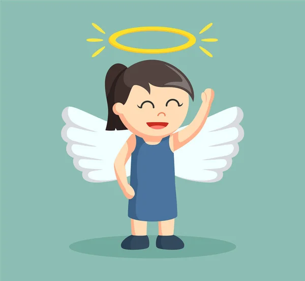 Little girl with wings and angel halo — Stock Vector