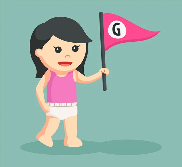 Bambina con g bandiera lettera — Vettoriale Stock