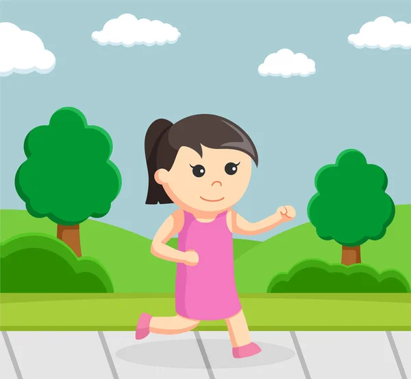 Bambina che corre al parco — Vettoriale Stock