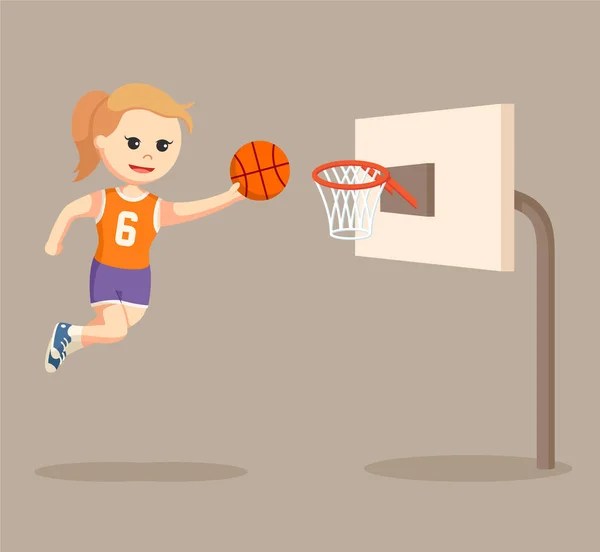 Basket ball player girl jumping — Stock Vector