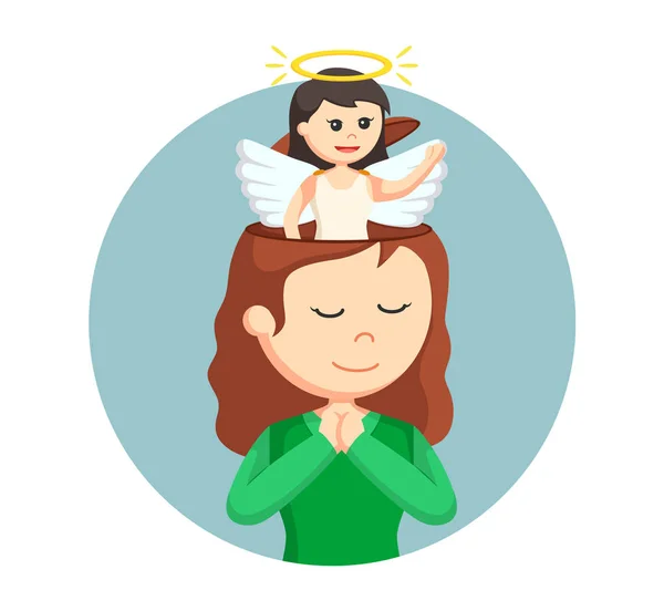 Girl with angel in her head — Stock Vector