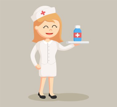 ilaç illüstrasyon tasarımı ile hemşire