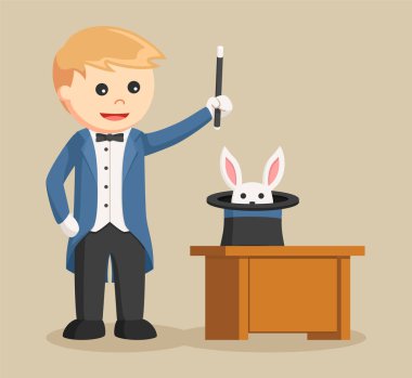 Sihirbaz toplamak tavşan şapkasını