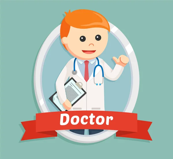 Arzt im Emblem Illustration Design — Stockvektor