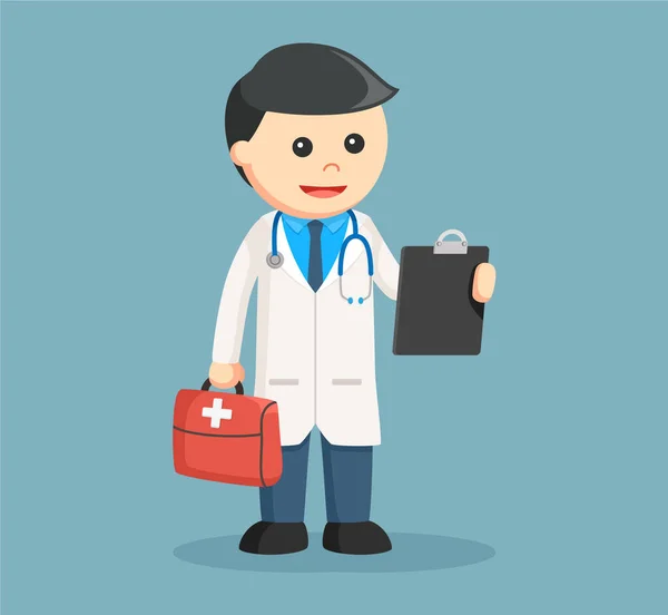 Doctor con su equipo — Vector de stock