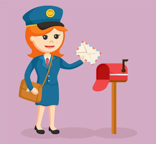 Mulher do correio com caixa de correio —  Vetores de Stock