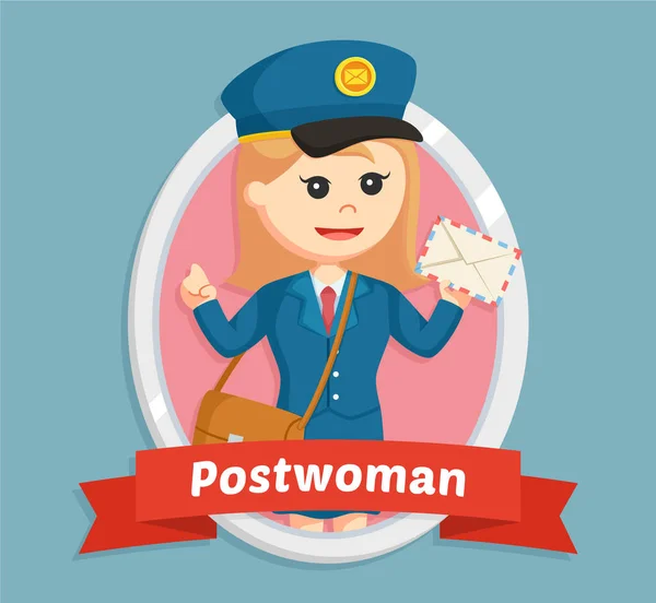 Postwoman em design de ilustração emblema —  Vetores de Stock